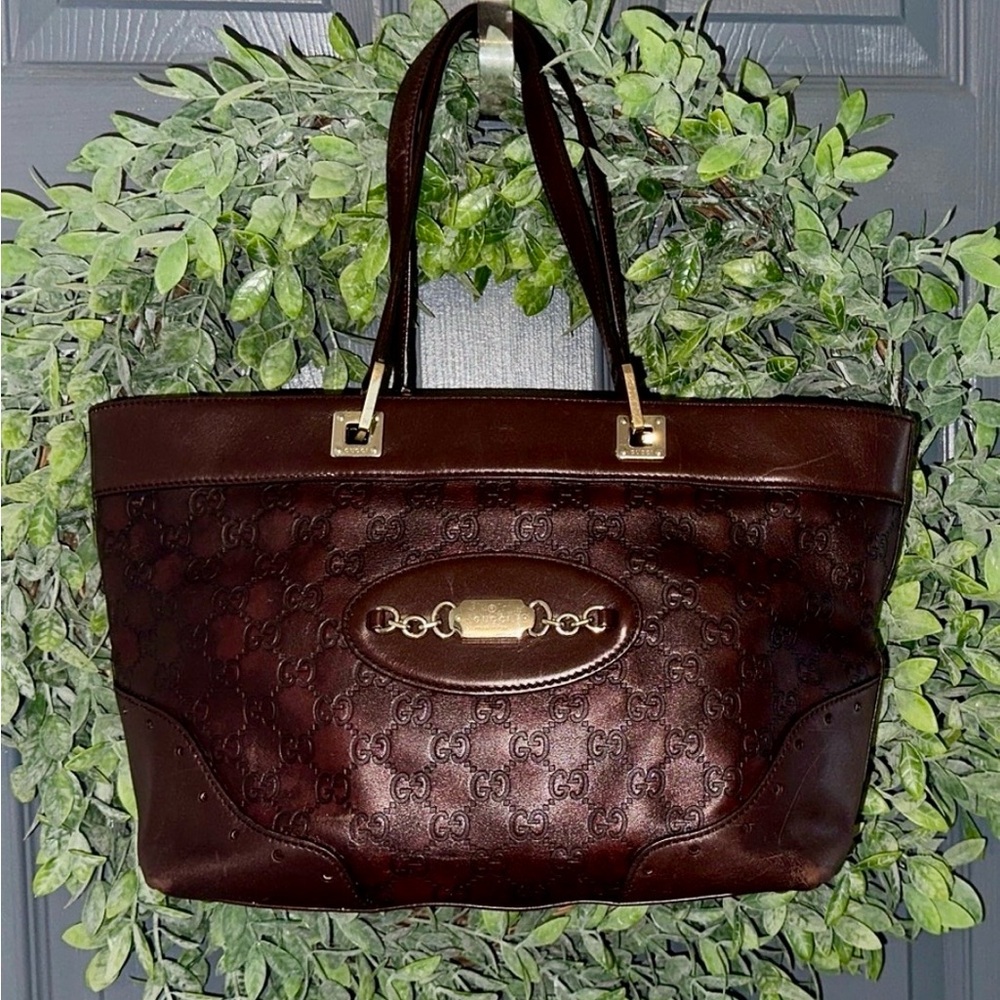 GUCCI Guccissima Punch Leather Tote / Shoulder Bag